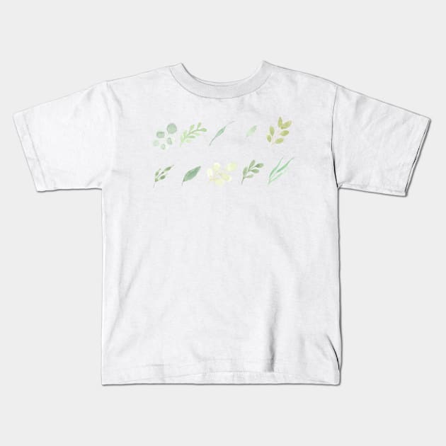 Botanical greenery watercolor Kids T-Shirt by Harpleydesign